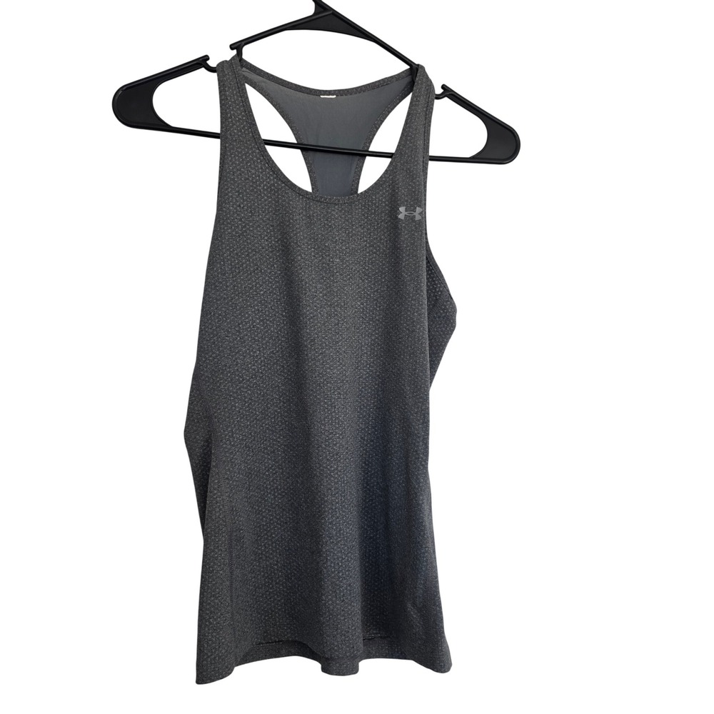 Under Armour Racerback Tank Top Grey Textured Athletic Workout Fitness Size XS
